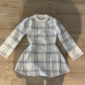 Chelsea & Violet Fuzzy Plaid Dress in White and Black